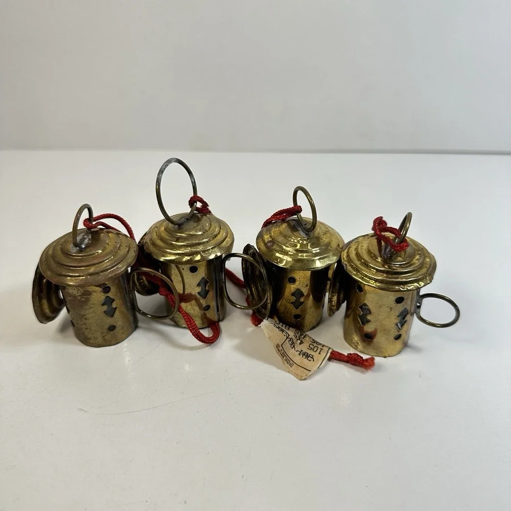 Vintage Miniature Brass Candle Lantern with Glass Holder (1) Made In India